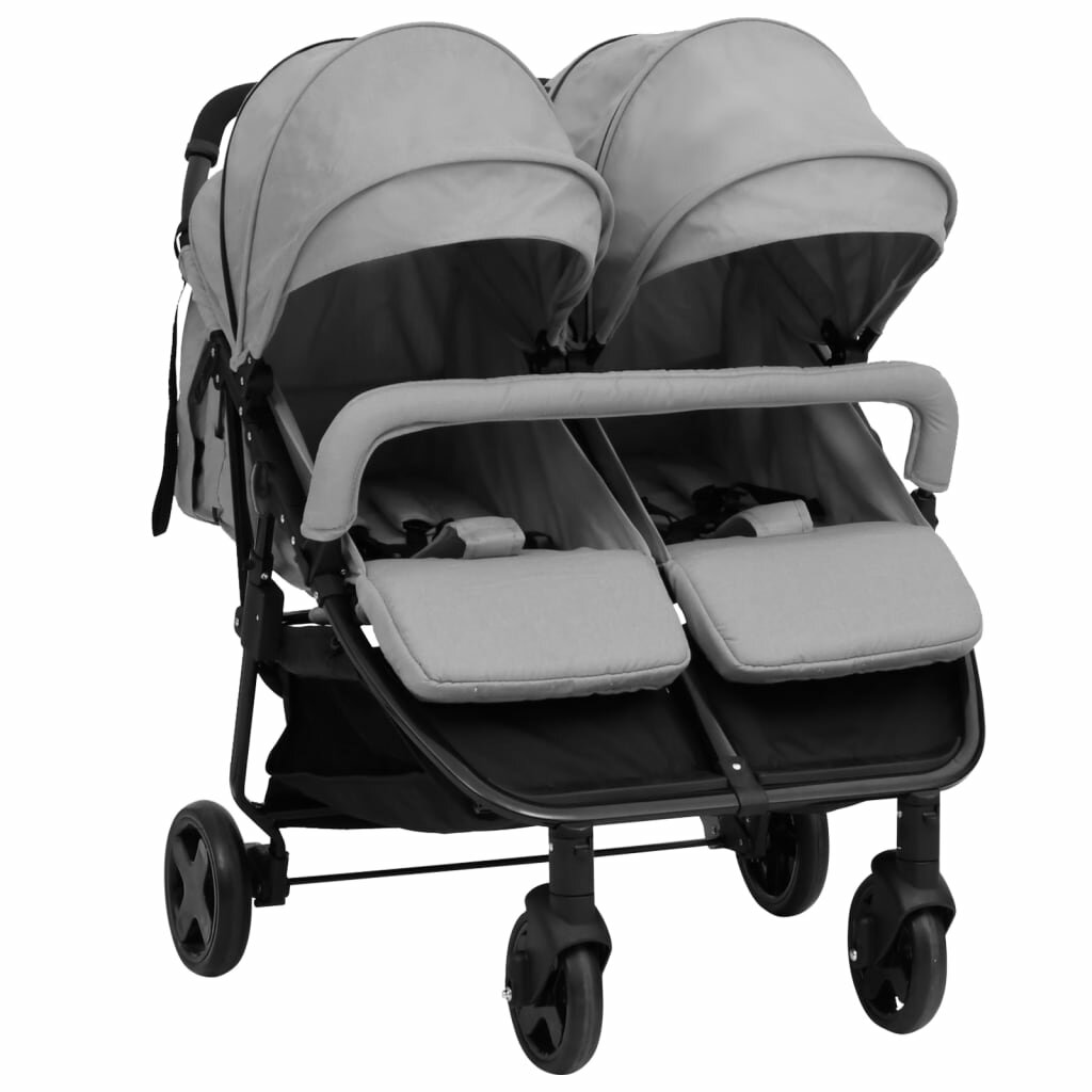 

[EU Direct] vidaXL 10364 Baby Stroller Twin Carriage Portable Travel Children Carriage Foldable Cart