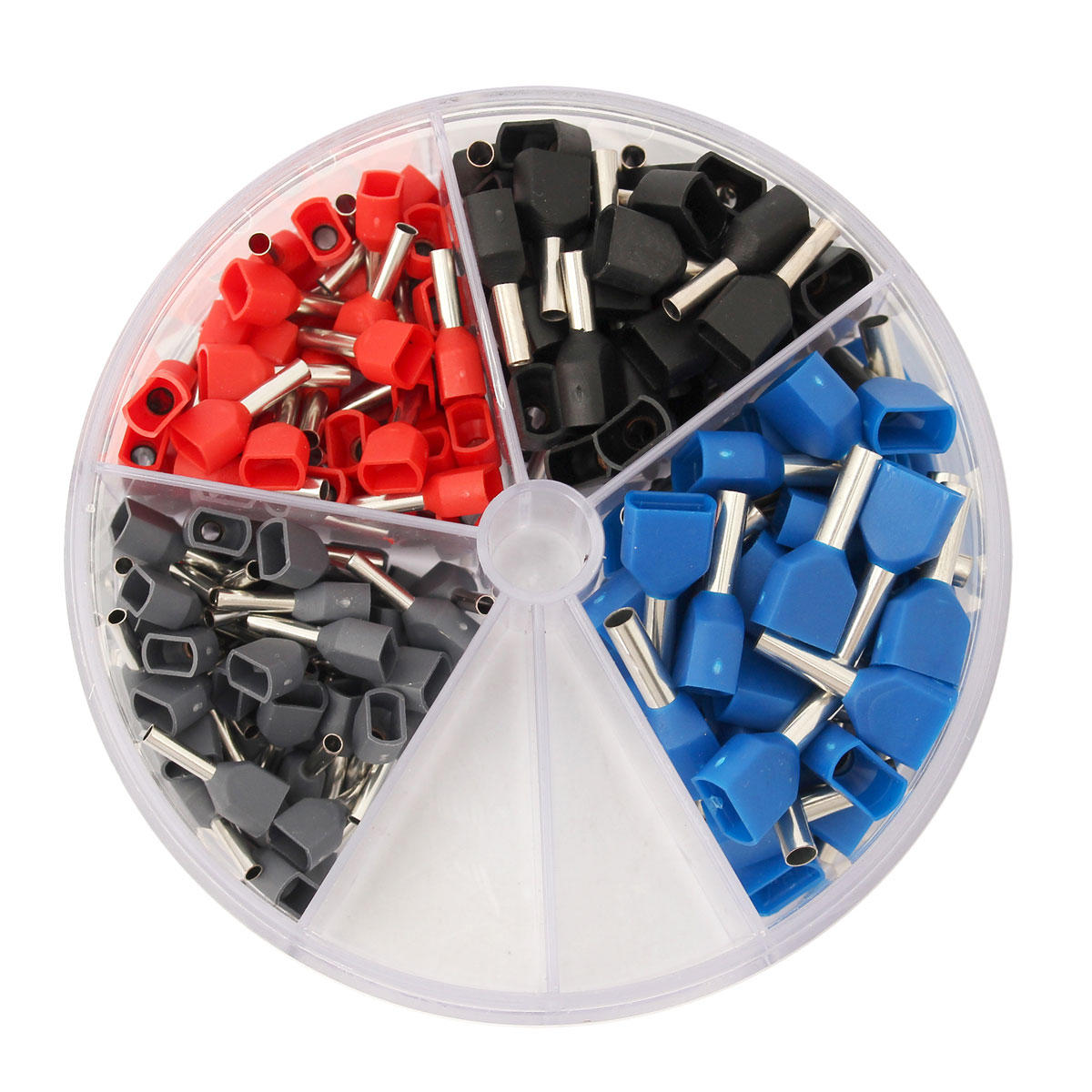200Pcs Copper Insulated Terminal Grey 0.75mm² Red 1.0mm² Black 1.5mm² Blue 2.5mm²