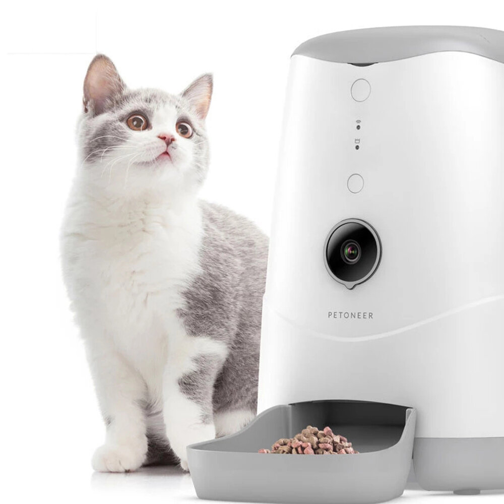 PETONEER Smart Pets Automatische Futterautomaten mit Kamera 120 ° Weitwinkel Nachtsicht Nutri Vision APP-Steuerung für K