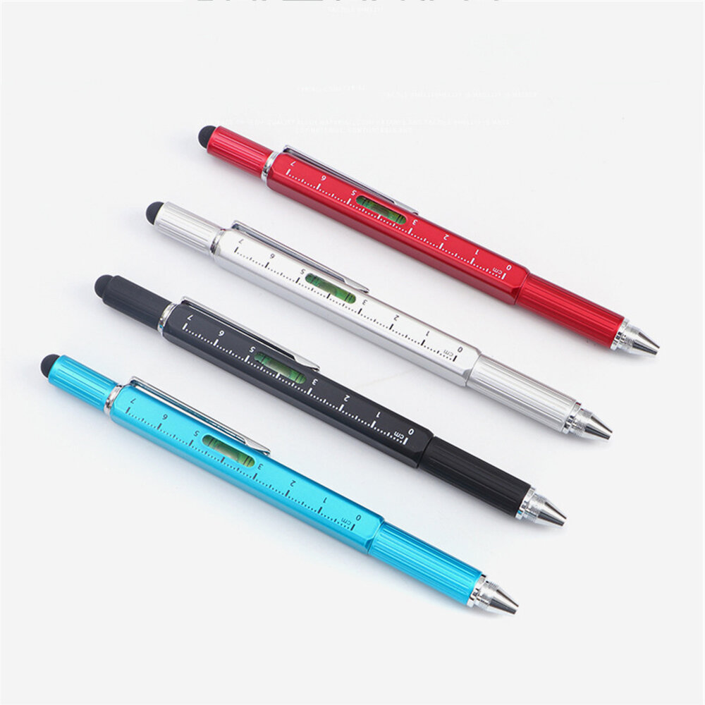 07mm Multi Function Level Tool Pen Square Touch Screen Rod Metal Screwdriver Ballpoint Pen Gift Tool School Office Supp