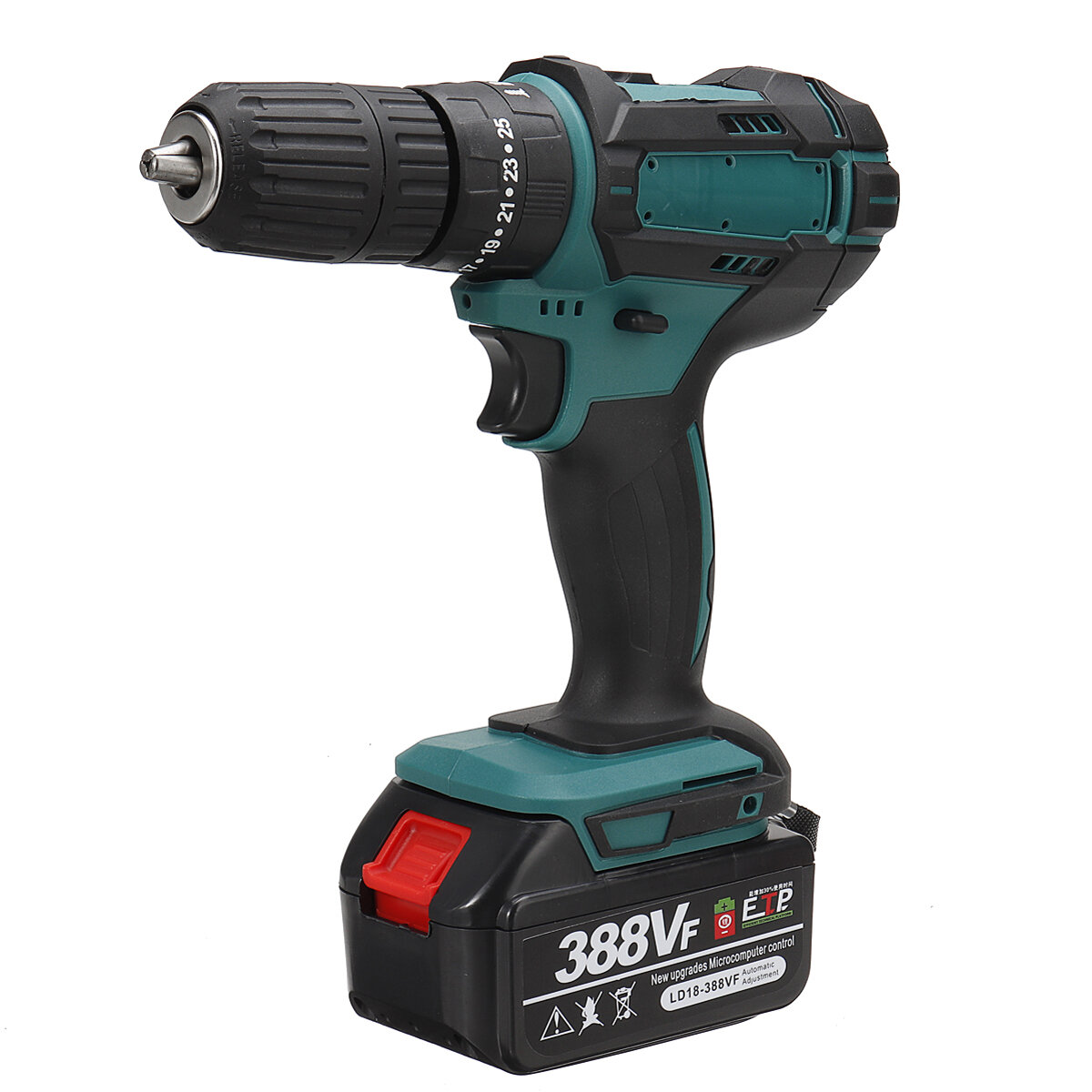 388VF 1500W Electric Cordless Impact Drill LED Working Light Rechargeable Woodworking Maintenance To