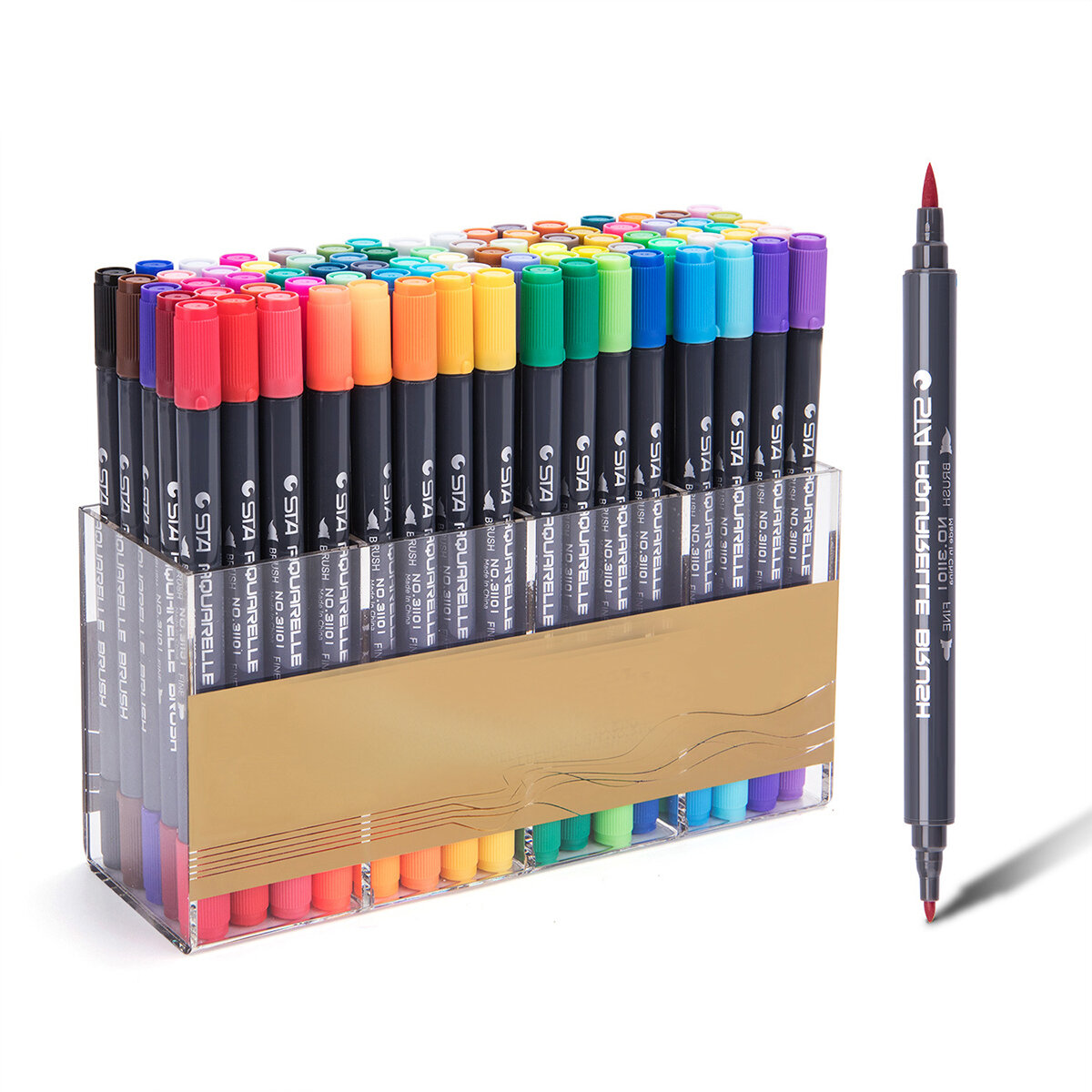 

12/24/36/48/80 Colors Dual Tips Watercolor Brush Marker Pen Set with Fineliner Tip For Drawing Design Art Marker Supplie