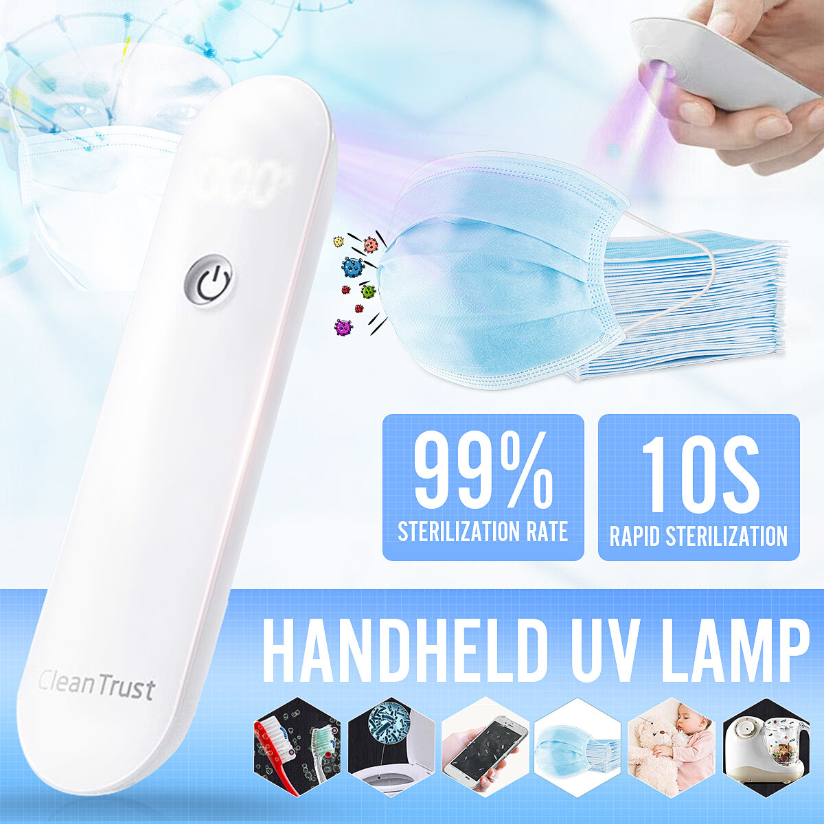 Portable LED UV Désinfection de la lampe stérilisatrice de poche pour les téléphones Vêtements Literie
