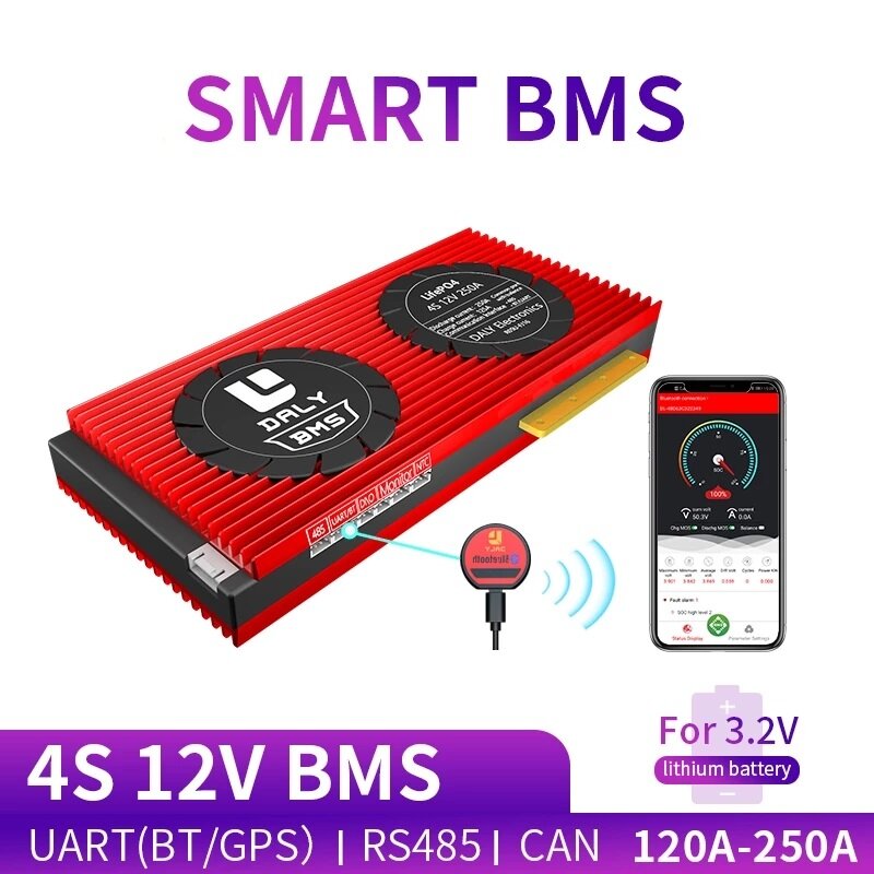 

DALY BMS 4S 12V 18650 Smart LiFePO4 BMS bluetooth 485 to USB Device CAN NTC UART Togther Lion LiFePO4 LTO Batteries