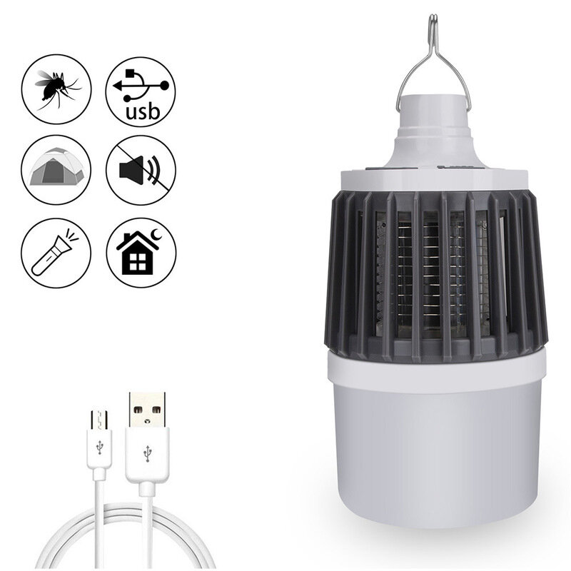 Asesino de mosquitos eléctrico multifunción 2 en 1 Lámpara 3 modos de luz nocturna 200LM USB insecticida recargable