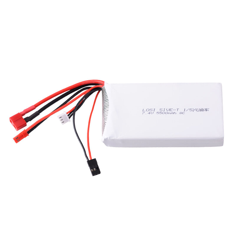 

7.4V 5500mAh 8C 2S Lipo Battery with T/Tamiya/Futaba/JST Connector For LOSI 5IVE-T 1/5 RC Car Remote Control Vehicle Tru