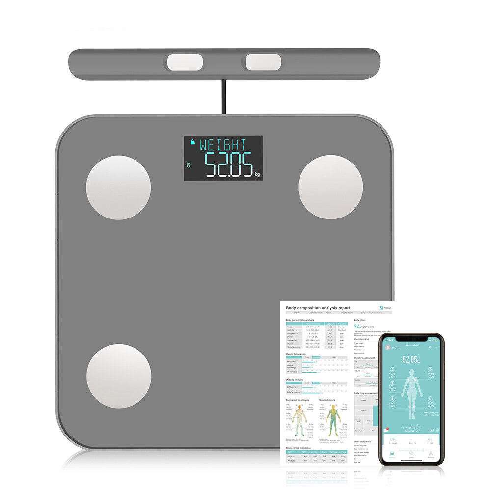 

Smart Body Fat Scale 29 Key Body Data Analyze Scale 8-Electrode Body Fat Scale Professional Body Composition Analysis Sc