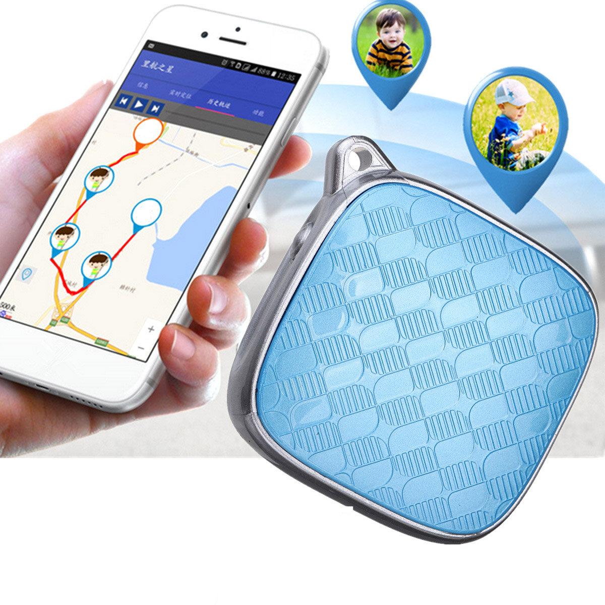 Black ABS Mini GPS Device Tracker App For Kids car Phone Dog Key Locator US Fast