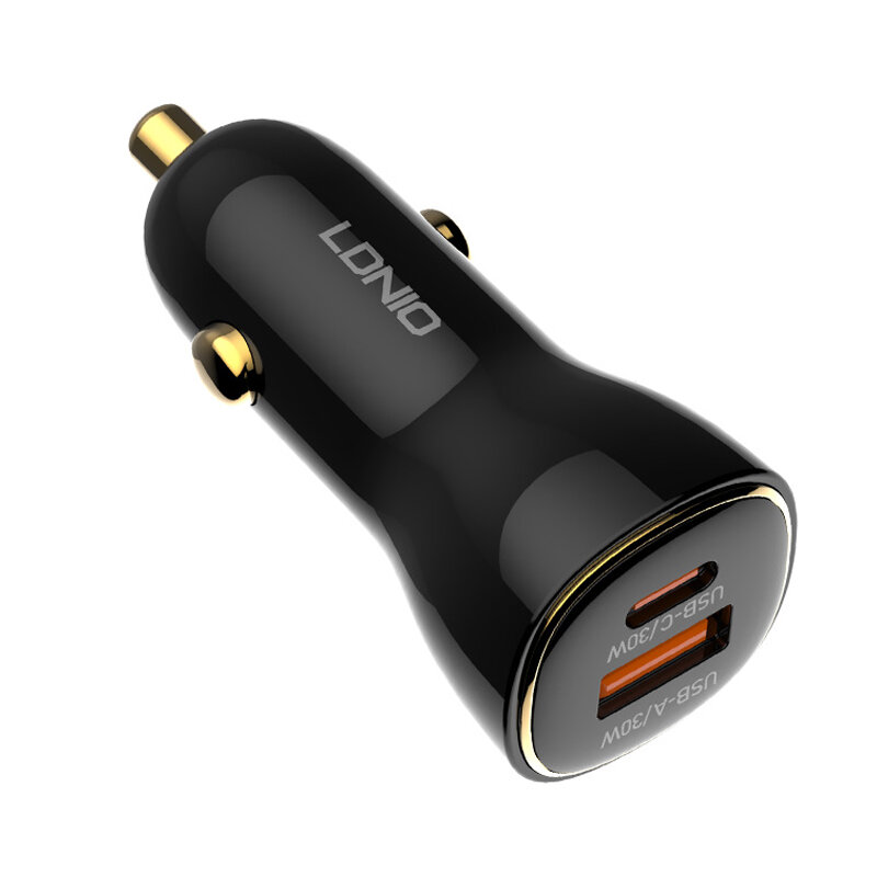 

LDNIO 60W 2-Port USB PD Car Charger Adapter 30W USB-A+30W USB-C Support PD QC3.0 PPS Fast Charging for iPhone 15 14 13 f