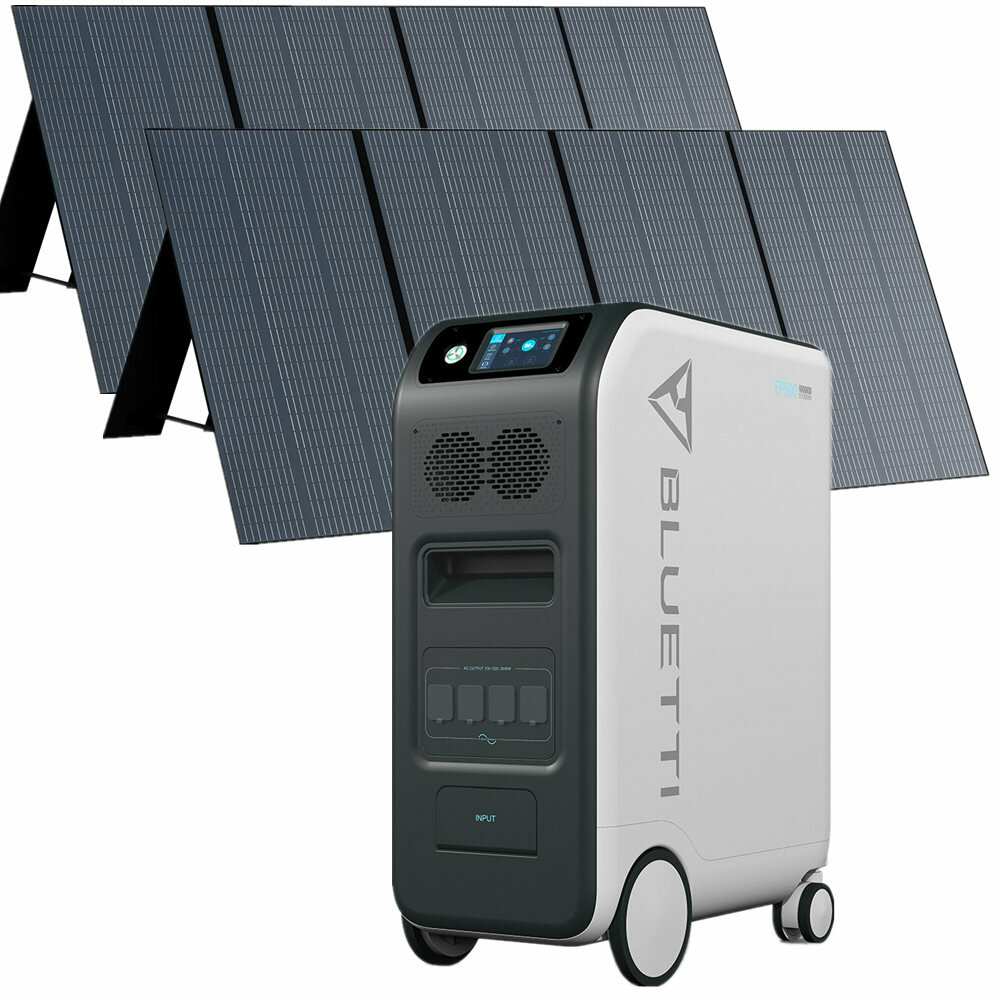 [EU Direct] BLUETTI 2000W 太陽光発電所 アプリ リモートコントロール 5100Wh 非常用電源 2個付き 350W ソーラーパネル 家族の家用