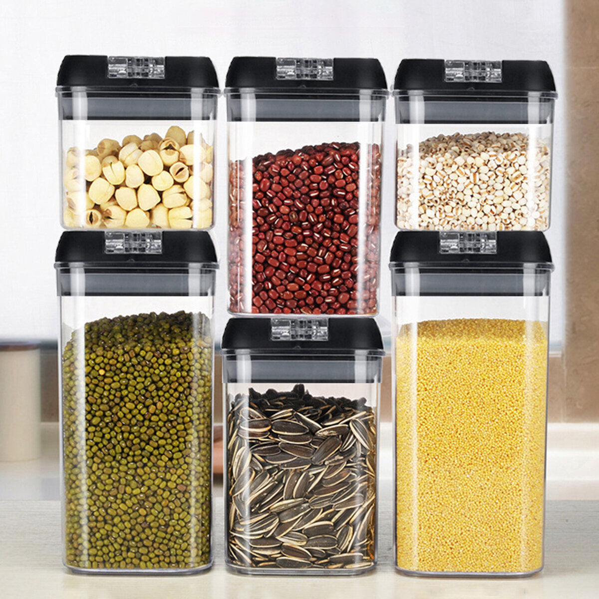 

Air-Tight Food Storage Container Easy Lock Sealed Jar Plastic Transparent Milk Powder Grains Candy Kitchen Organizer