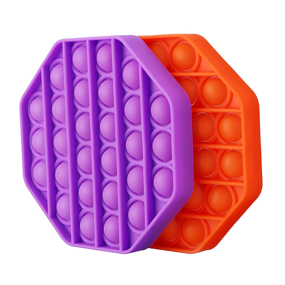 CHARMINER 2Pcs Orange Purple Bubble Fidget Toy Set Hexagon Portable Silicone Squeeze Sensory Toy Str