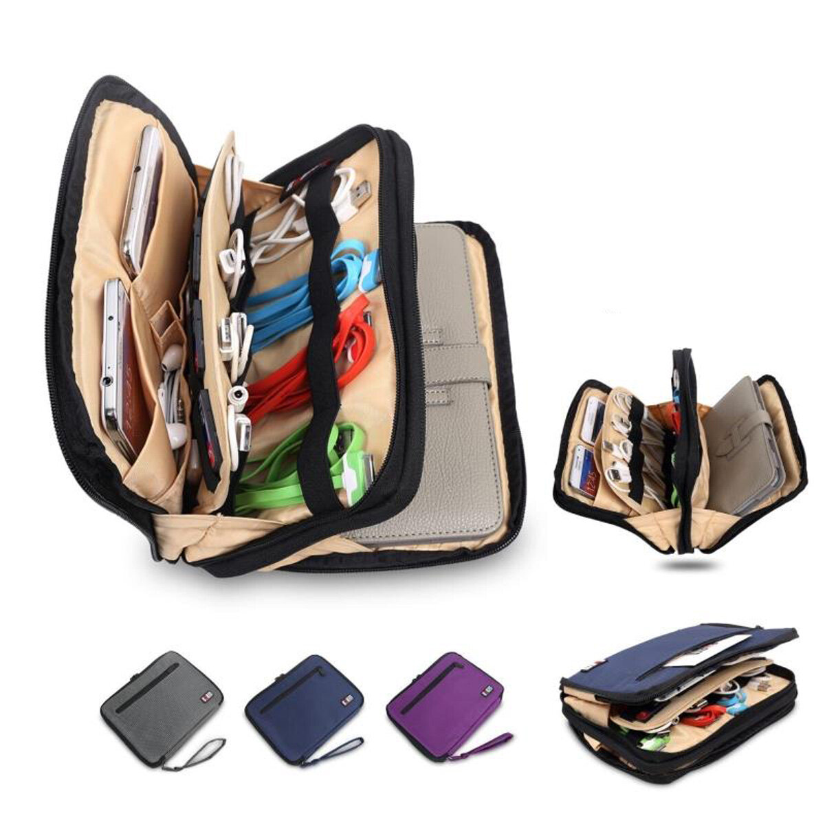 ELEGIANT Multi-function Nylon Digital Storage Bag Versatile Electronics Accessories Organizer