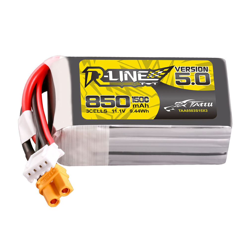 

TATTU R-LINE V5.0 11.1V 14.8V 22.2V 850mAh 150C 3S 4S 6S LiPo Battery XT30 Plug for RC Drone