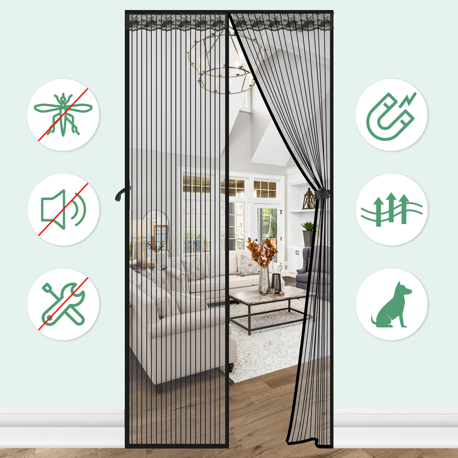

NASUM Summer Mosquito Net Anti Mosquito Insect Fly Bug Curtains Magnetic Net Mesh Automatic Closing Door Screen Kitchen