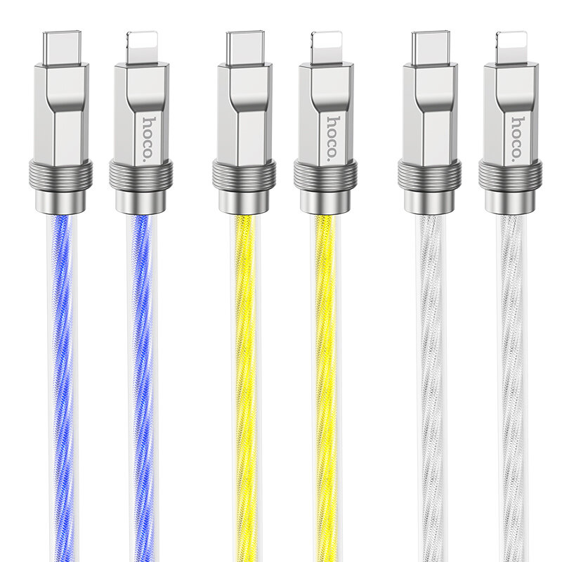 

HOCO U113 20W Type-C to iP Cable Crystal Fast Charging Data Cable Zinc Alloy Silicone Data Transmission Thickened Copper
