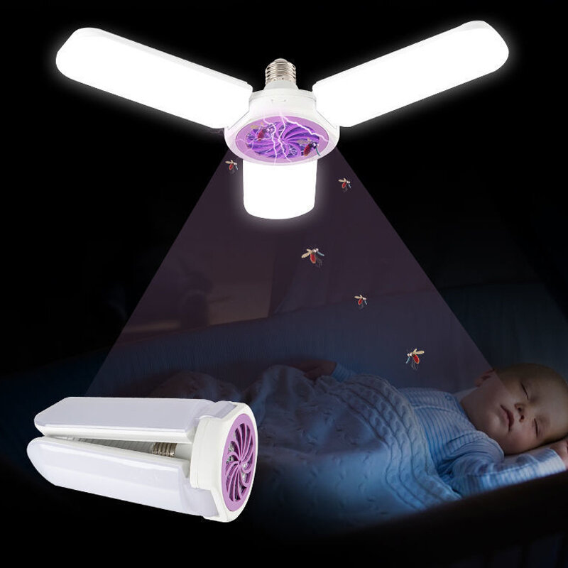 2 IN 1 Opvouwbare LED Muggen Killer Lamp Mute Violet 3 Leaf Lamp Muggenval groothoek Verlichting Mug