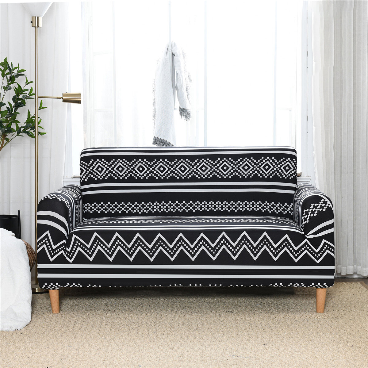2 مقاعد غطاء أريكة مرن طباعة عالمية حامي مقعد غطاء أريكة ممتد غطاء أريكة ديكور المنزل والمكتب