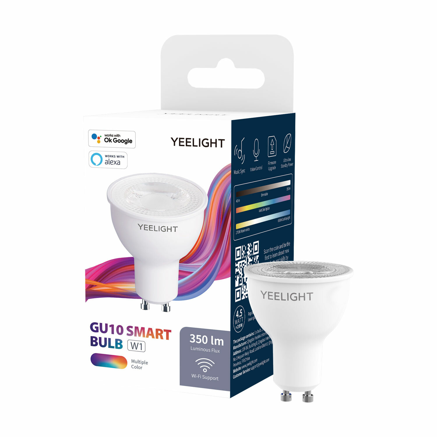 Yeelight YLDP004-A GU10 Colorful Smart LED Bulb W1 Game Music Sync APP Voice Control Work Yeelight APP Google Assistant Alexa