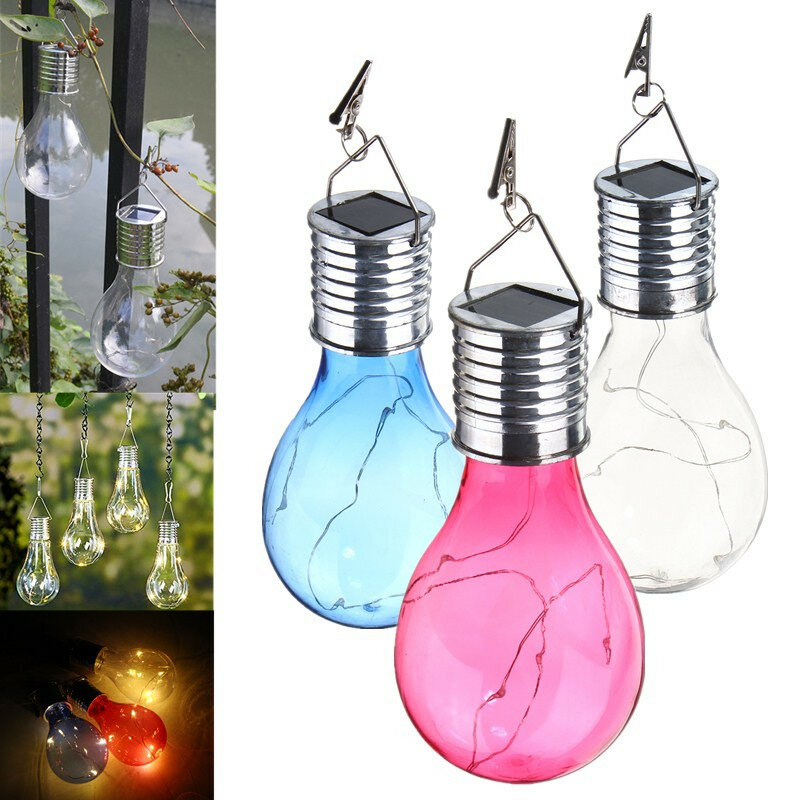 Solar Powered Warm White Waterproof Outdoor Garden Fairy Lighting Bulb Camping Hanging Lamp