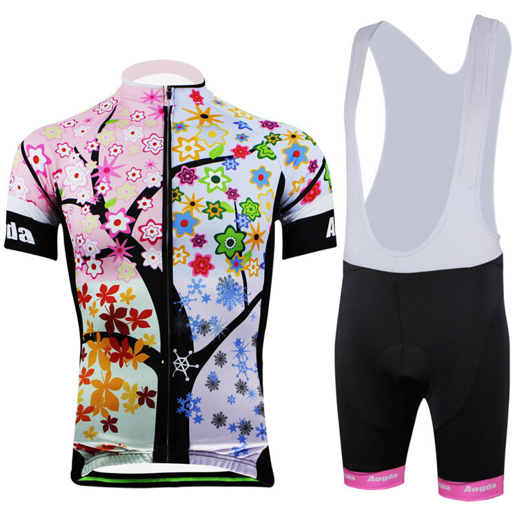 Conjunto de roupas de bicicleta AOGDA Tree Bike com mangas curtas e aquecedores de braço para mulheres