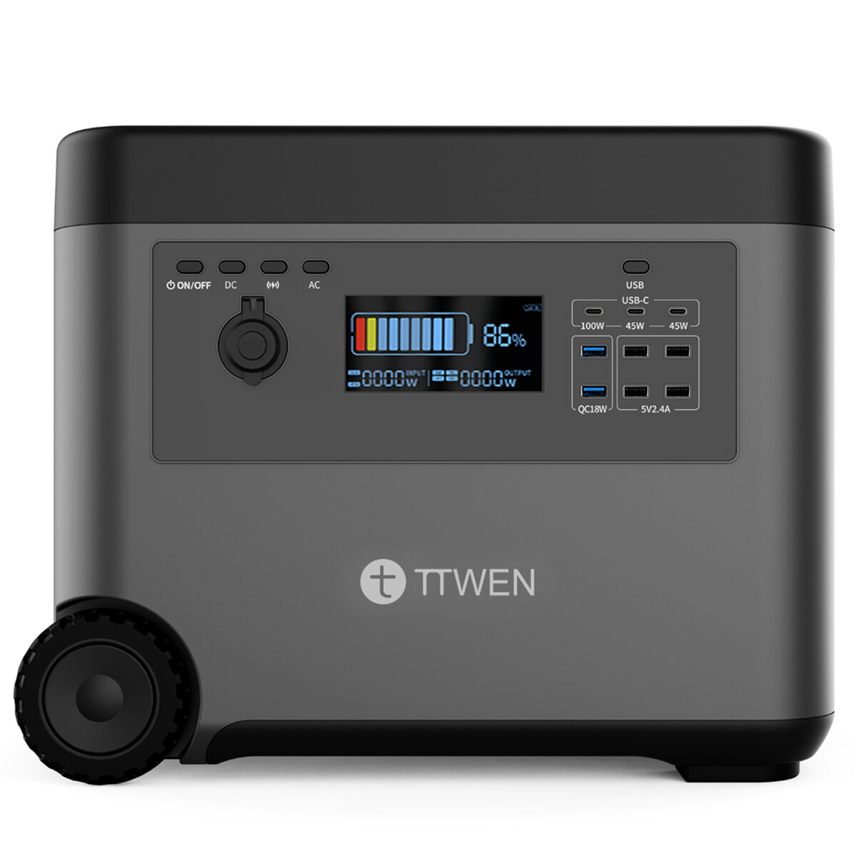 [EU Direct] TTWEN D5 2000W Portable Power Station,2160Wh LiFePO4 Battery Pure Sine Wave AC Outlets, 15W Wireless Fast Charging Solar Generator,RV