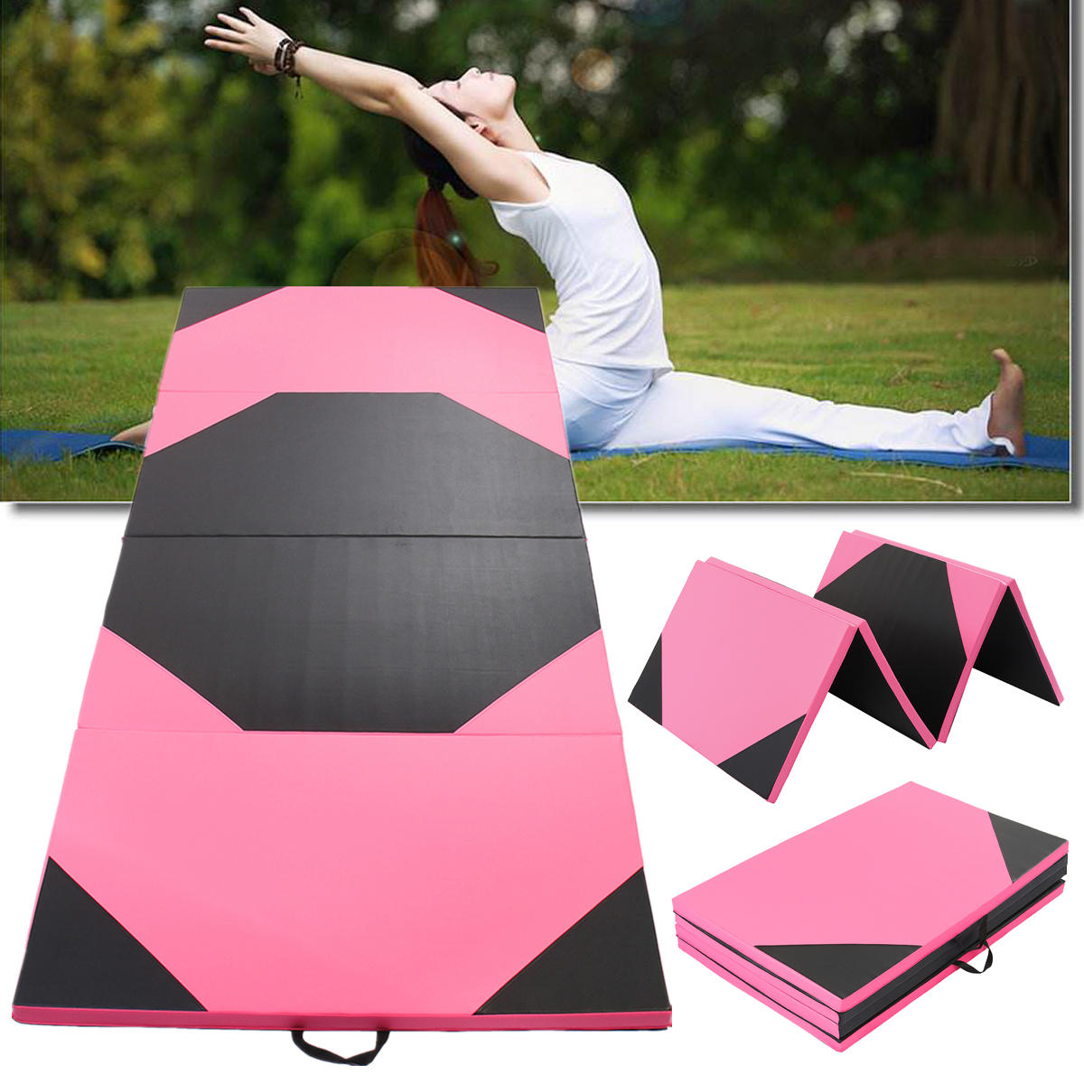 118x47x1.97inch 4-Fold Упражнение Yoga Gymnastics Mat Gym PU Soft Tumble Play Crash Безопасность Фитнес Pad