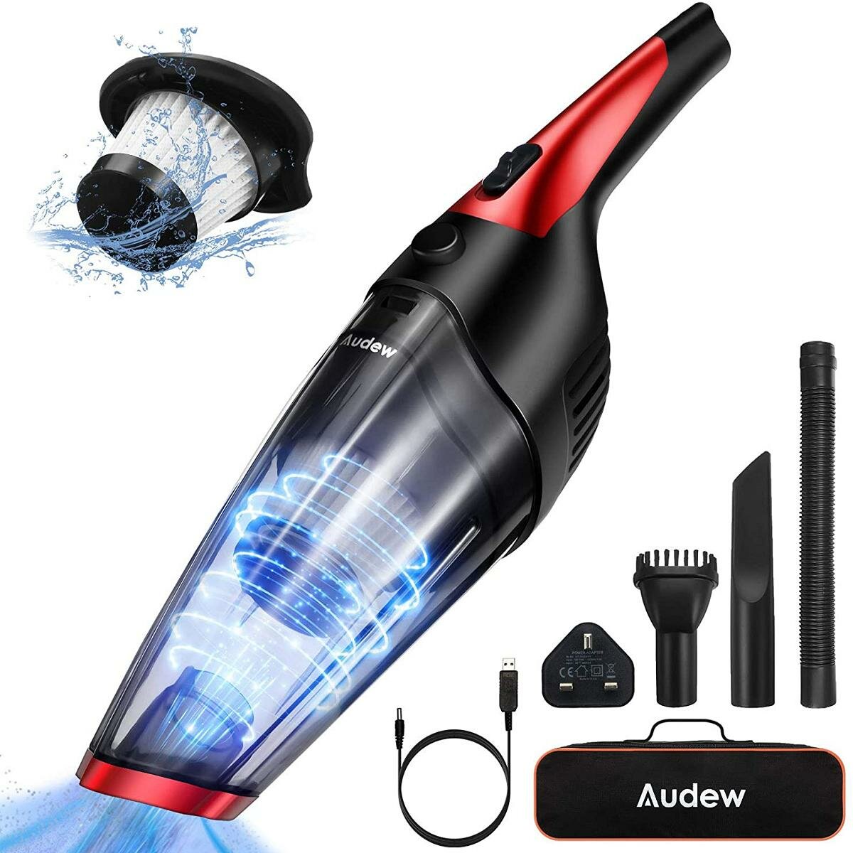 Audew 7000Pa Wireless Handheld Car Cleaning Vacuum Cleaner Filter Washable Low Noise Rechargeable Pet Hair
