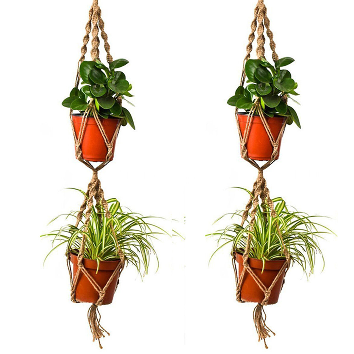 

110cm Double Layer Hemp Jute Rope Plant Flower Pot Hanger Holder Macrame Hanging Basket