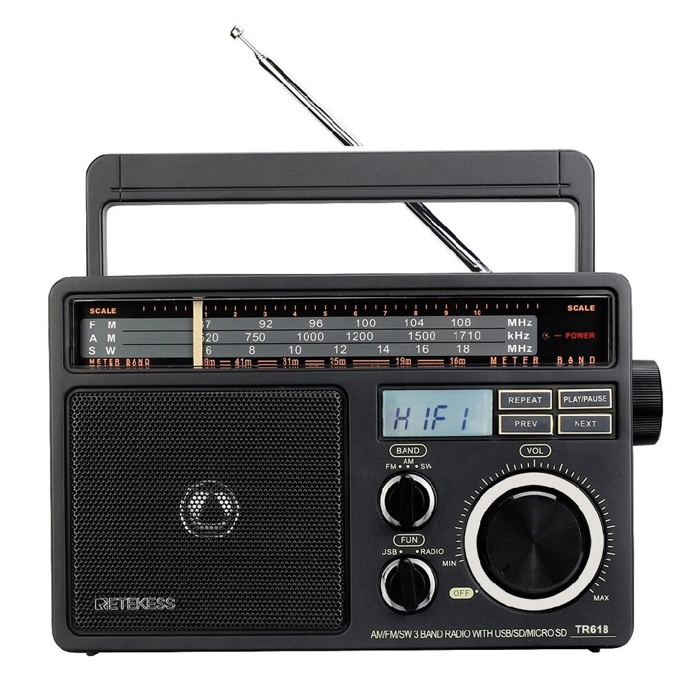 Retekes TR618 Portable Radio AM FM SW Radio with Digital MP3 Player ...