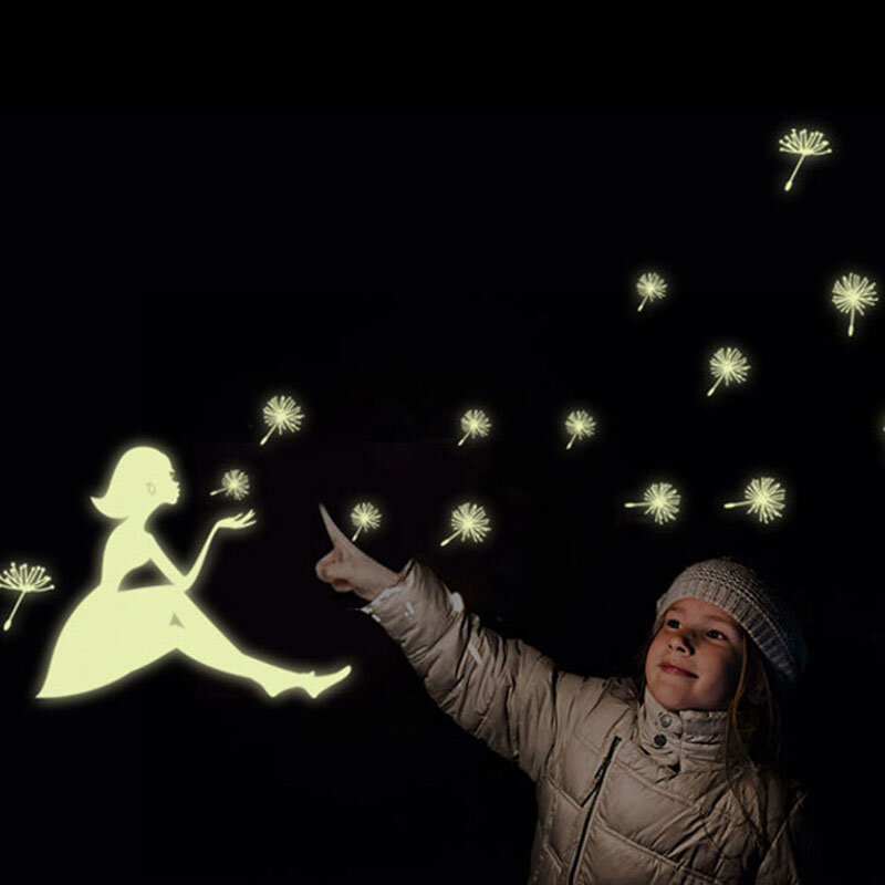 

Одуванчик девушки звезды флуоресцентные светящиеся пасты наклейки ночной свет гостиной декора стены стикер
