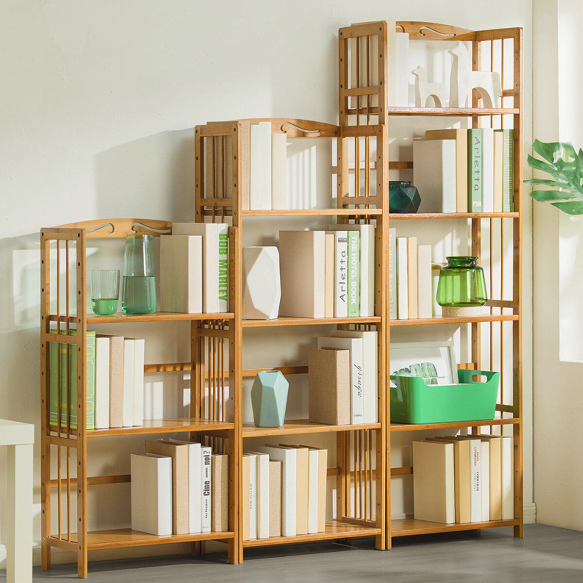 3 Lagen 50 / 70cm Houten Houder Boekenplank Ruimtebesparende Vloer Boekenkast voor Creatieve Moderne Kleine Woondecoratie