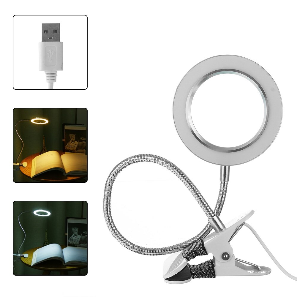 Magnifying LED Lamp USB Charging Table Light Clip-on Lamp Beauty Tattoo Reading, Banggood  - buy with discount
