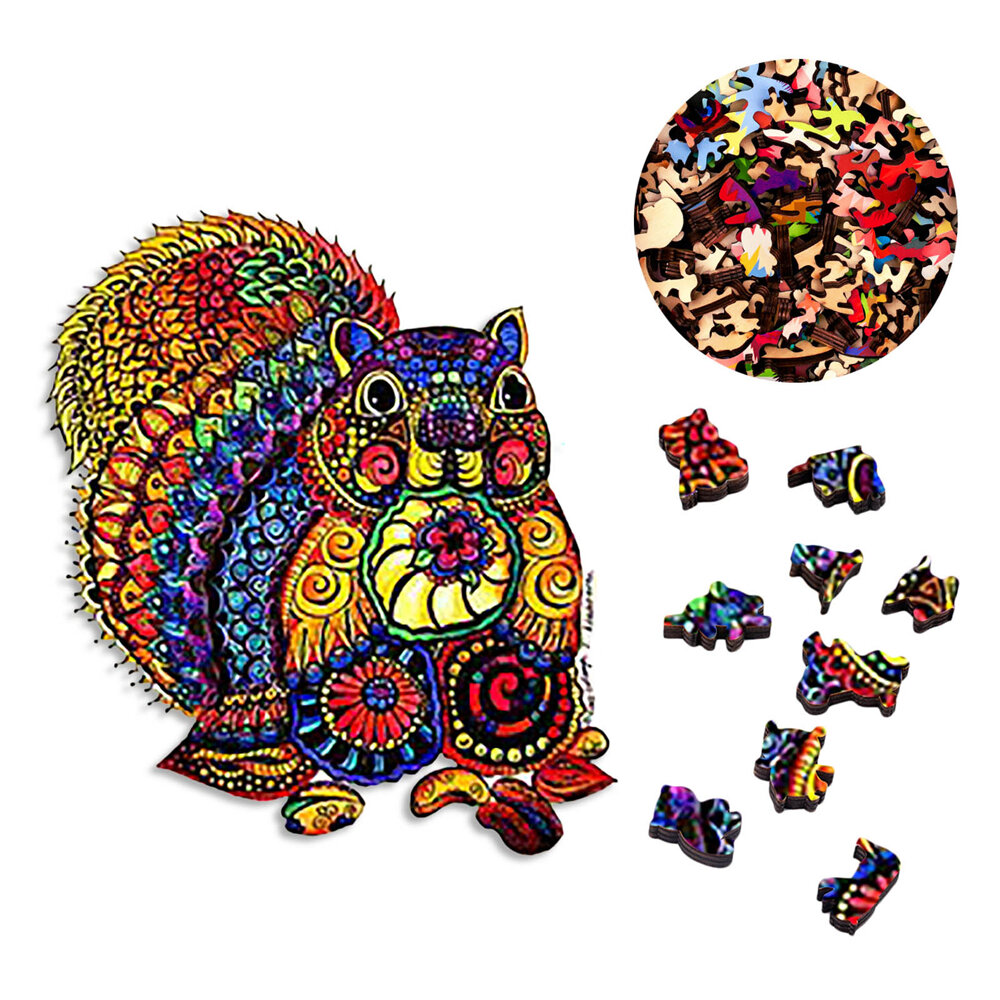 

A3/A4/A5 Wooden Puzzles 3D Squirrel Pattern Puzzle Colorful Mysterious Charming Early Education Puzzle Art Toys Gifts fo