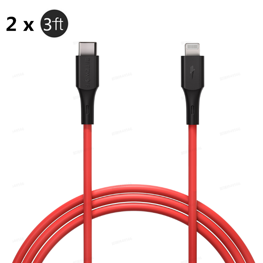 

[2 Pack]BlitzWolf® BW-CL2 3A USB-C to for Lightning PD3.0 Power Delivery Fast Charging Data Cable 0.9M with MFI Certifie