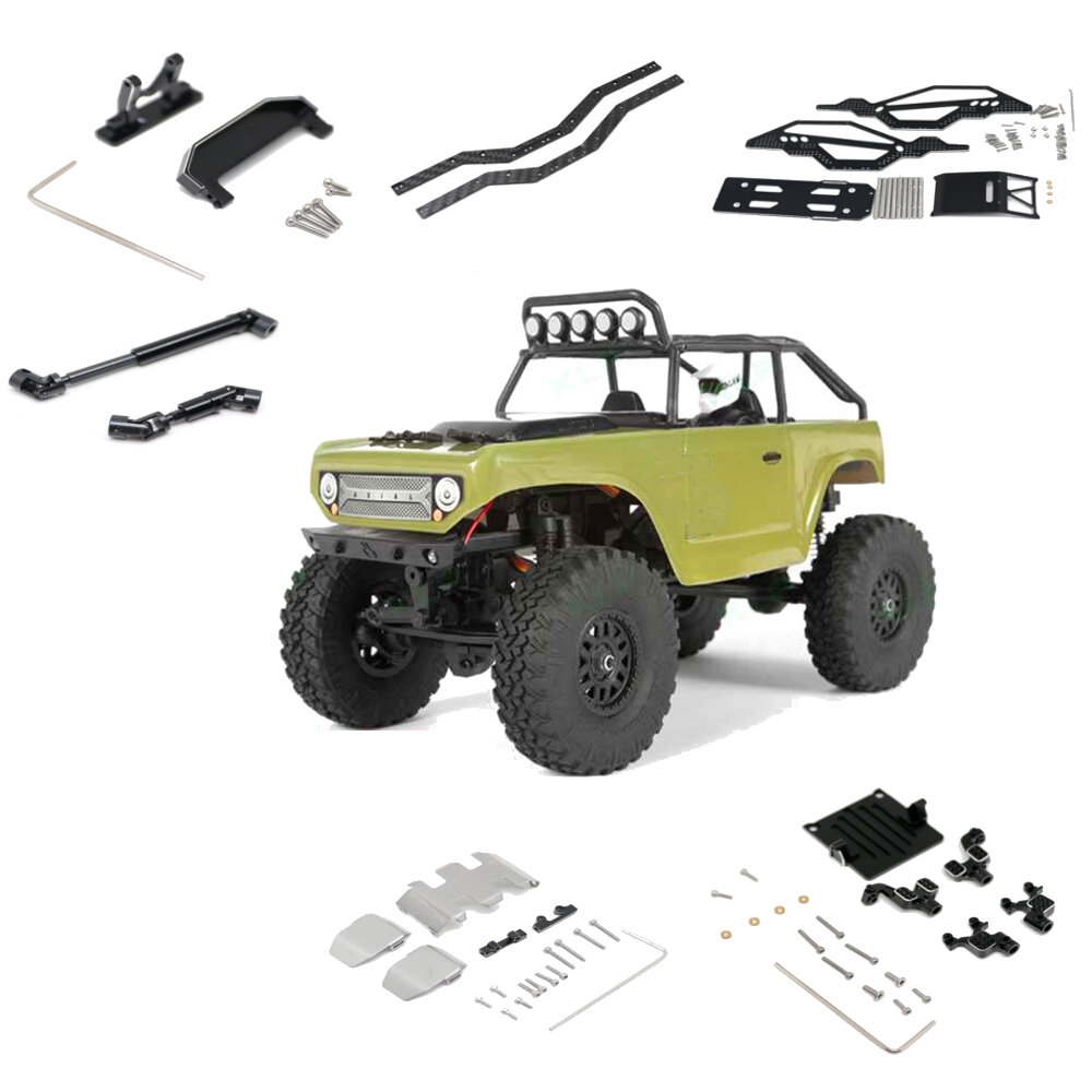 

Upgraded Metal Shock Mount Chassis Skid Plate Carbon Fiber Main Axle Bracket Parts for Axial SCX24 90081 RC Car Vehicles