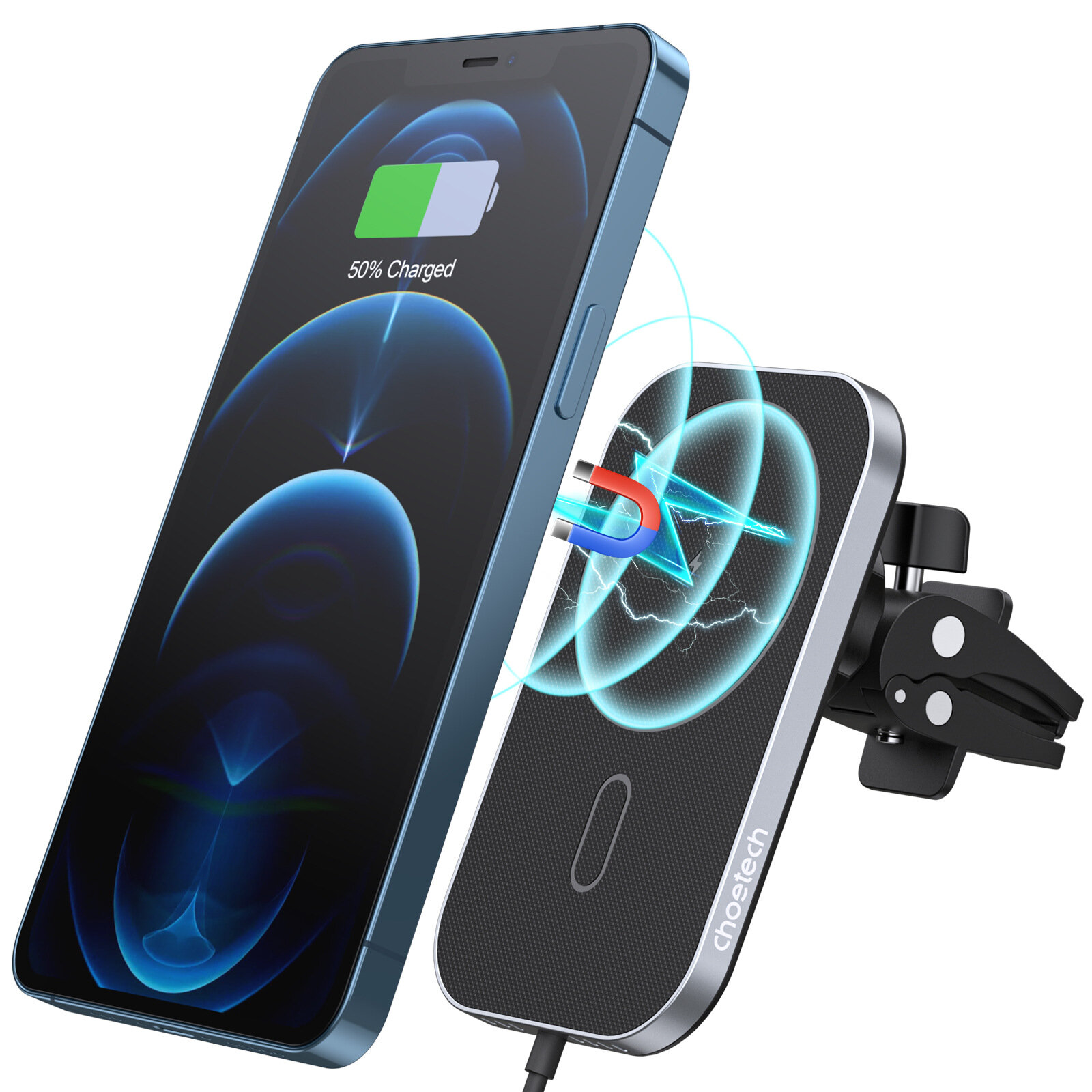 CHOETECH15WマグネティックエアベントワイヤレスカーチャージャーマウントforiPhone 12 Pro Max for iPhone 12 Pro for iPhone 12 Mini for Samsung Galaxy S21 Note S20 ultra Huawei…
