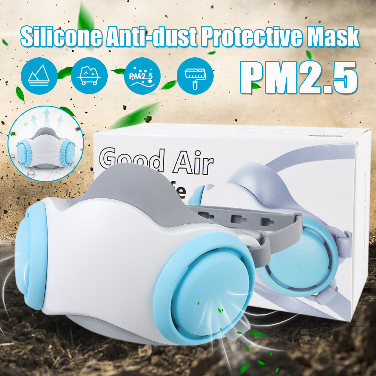 Siliconenmasker PM2.5 Stofmasker Stofmasker Wasbaar herbruikbaar masker