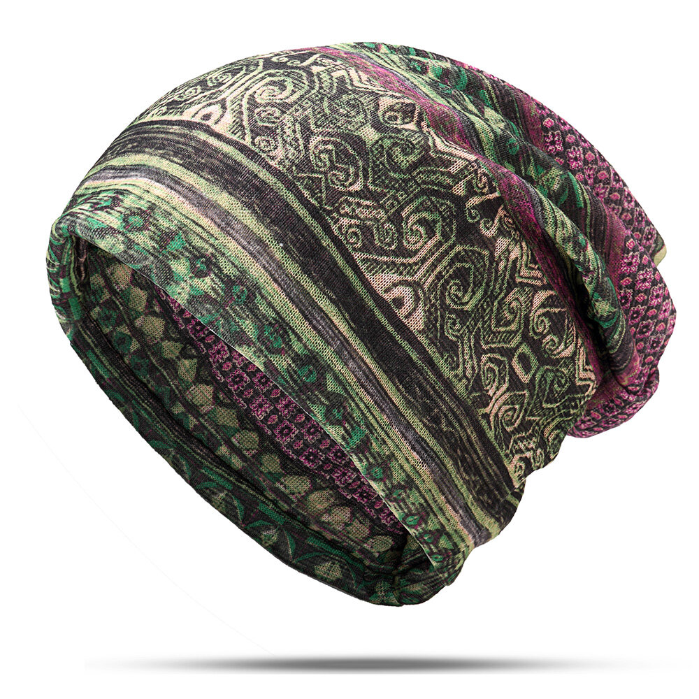 Vrouwen katoen etnische geruite multifunctionele muts sjaal Vintage goede elastische tulband caps