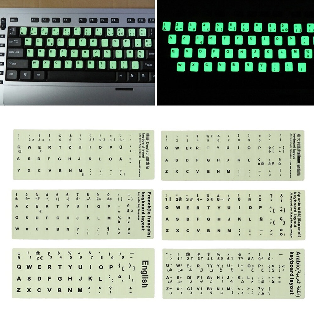 Fluoreszierende Tastaturabdeckung Aufkleber Leuchtende wasserdichte Tastaturschutzfolie für Laptop Desktop PC