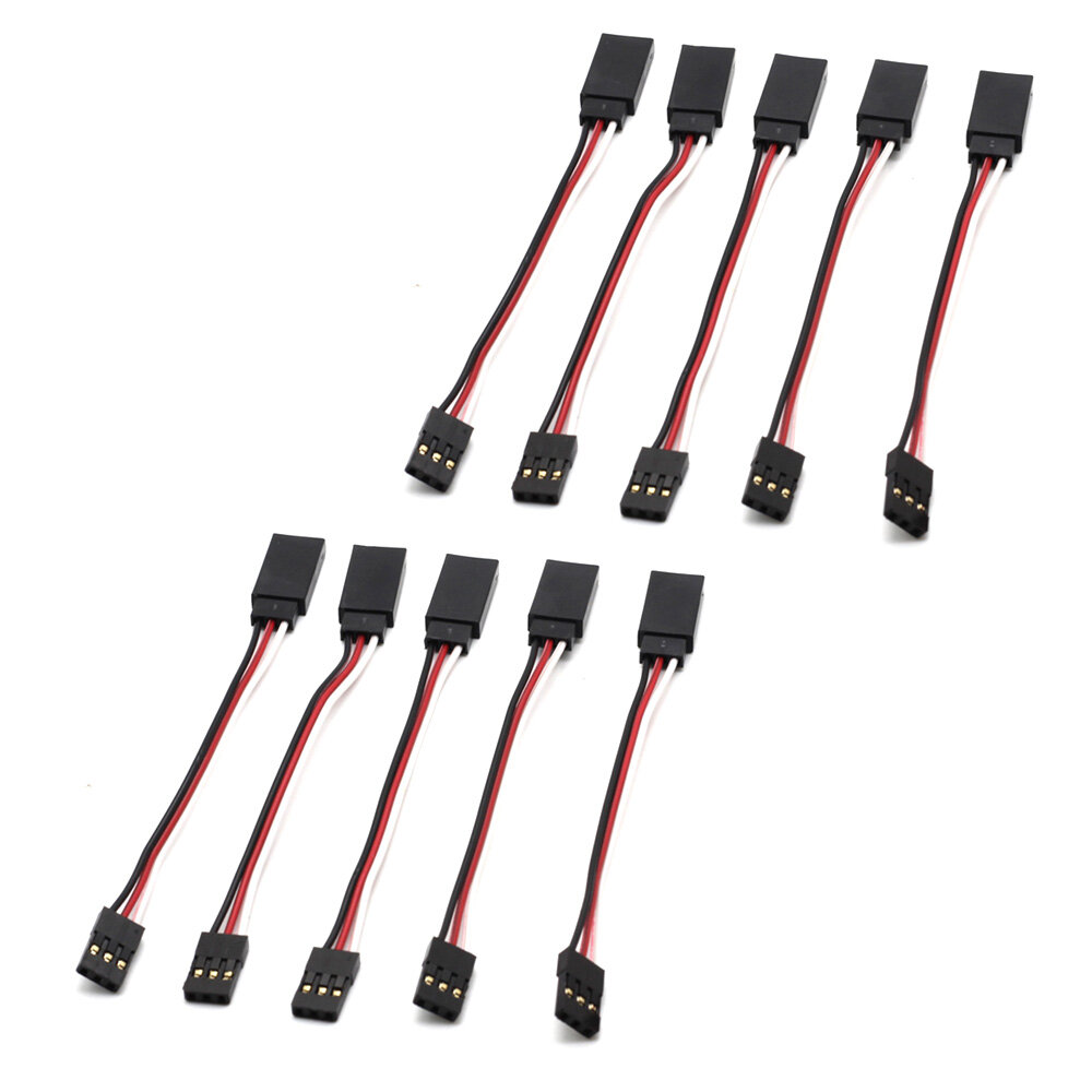 

10 PCS JR Plug Male to Female Servo Extension Cable 3P 100mm 30Core for Futaba and JR Servos / RC Cars Airplanes Helicop