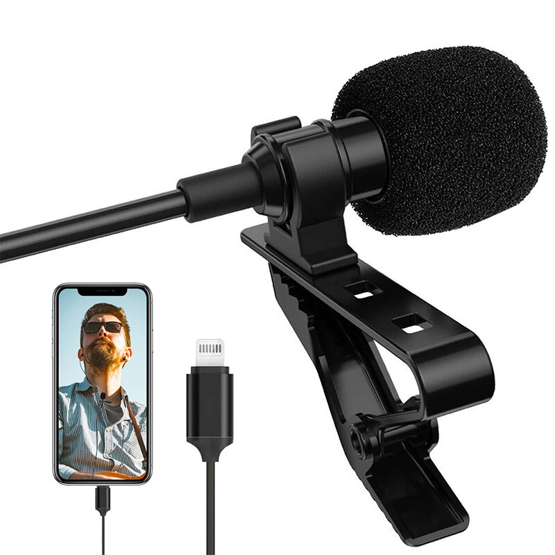 

ALTSON AL-M1 Lapel Condenser Microphone for Lightning Mobile Phone for iPhone Portable Lavalier Mic for DV Audio Video R