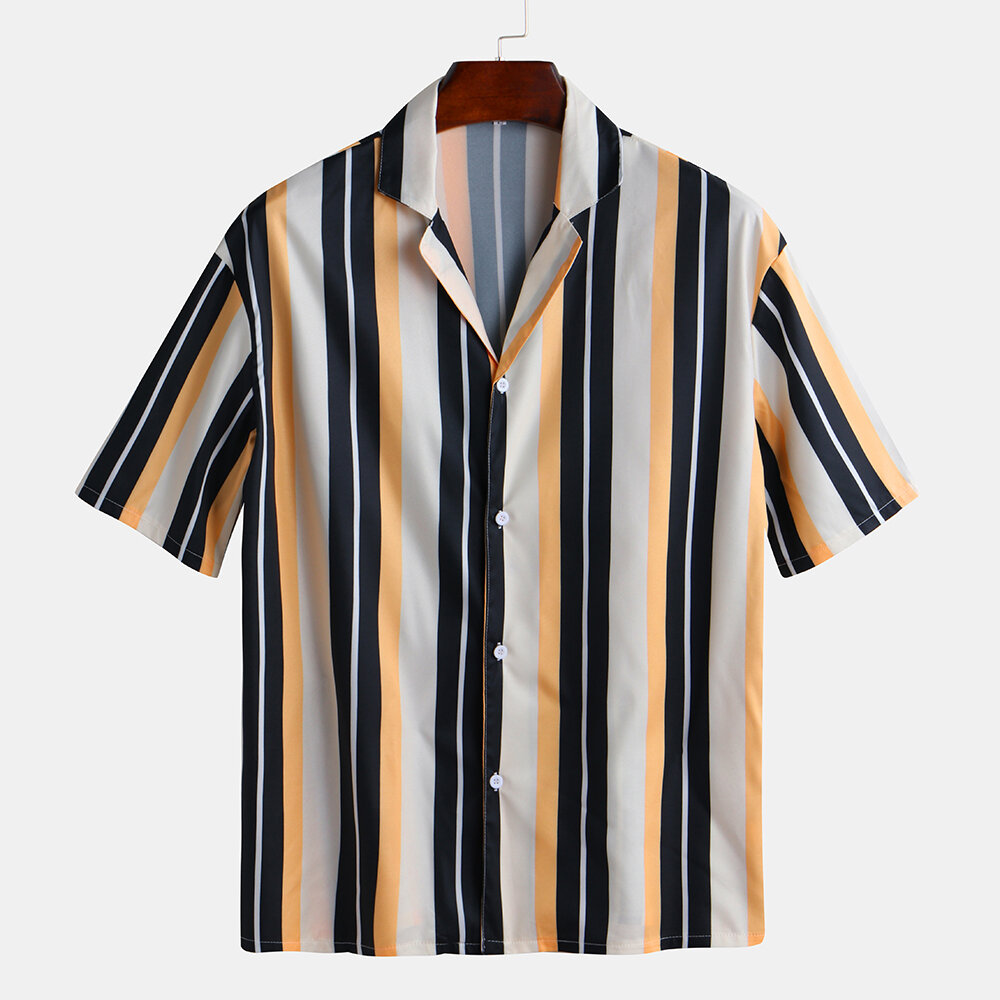 Mens stripe loose comfy buttons fly shirts Sale - Banggood.com sold out ...