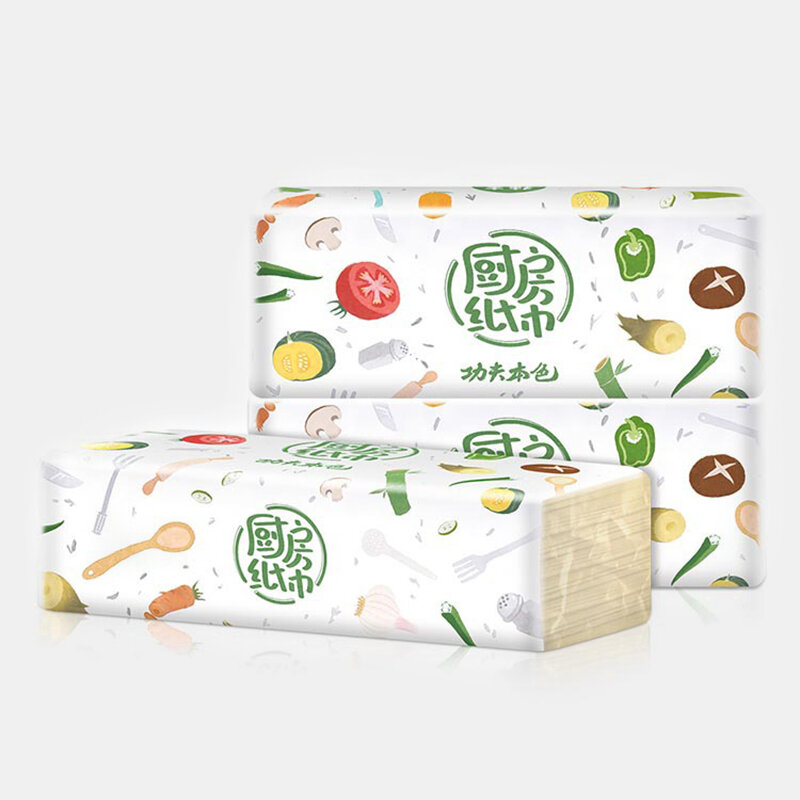 

3 Packs Bamboo Pulp Draw Paper Natural Pumping Two-layer Thickening Soft Tissue for Kitchen Absorbent Paper