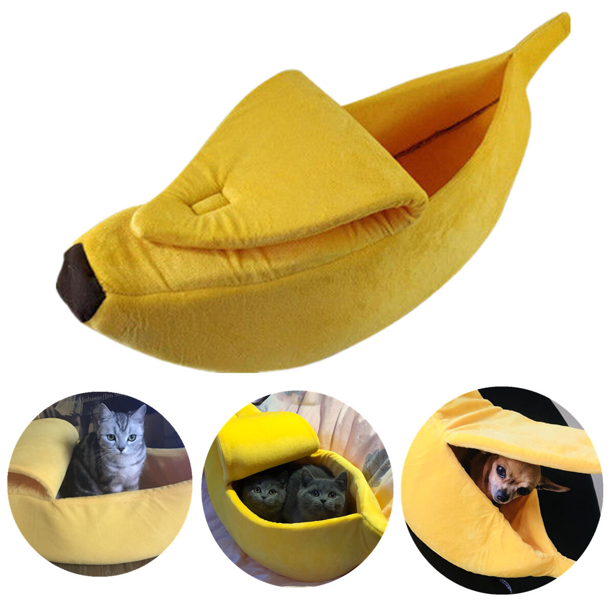 Pet Dog Cat Bed Warm House Mat Durable Kennel Doggy Soft Puppy Cushion Banana Shape Basket Home