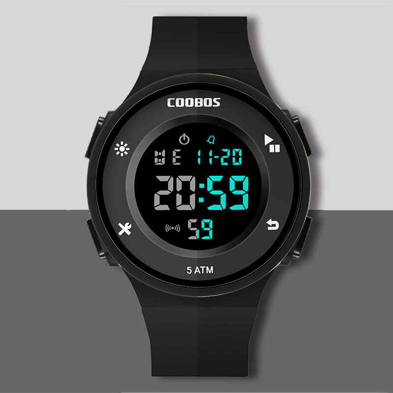 

Coobos 0991 Classic Style Sports Watch 50M Waterproof Luminous Stopwatch Calendar Alarm Clock Outdoor Digital Watch