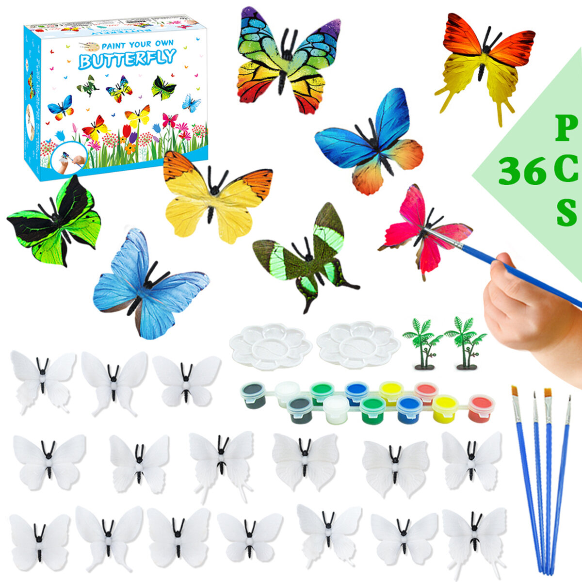 36Pcs/set DIY Painting Butterflies Hand-painted Paint Art Crafts Graffiti Pigment Set Kids Children Educational Toys, Banggood  - buy with discount