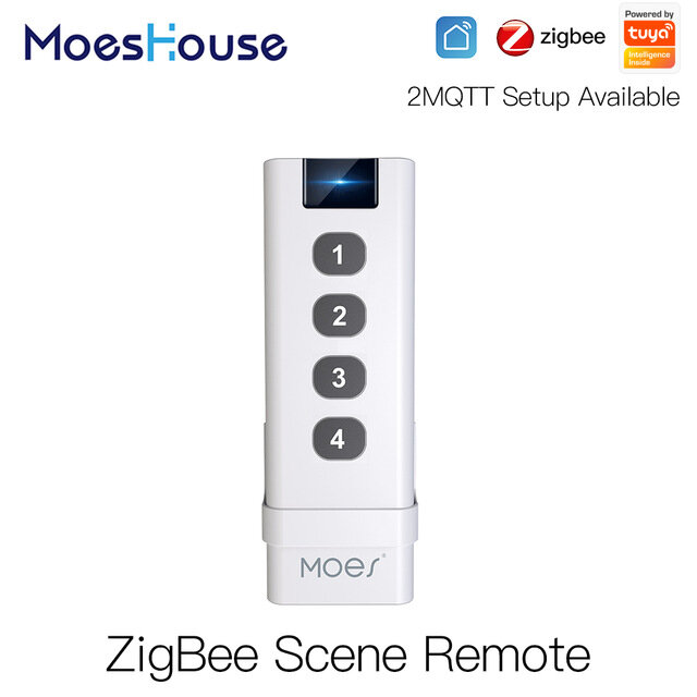 Moeshouse ZB Smart Home Wireless Scene Switch 4 Gang Remote Portable Tuya ZB Hub Required No Limit t
