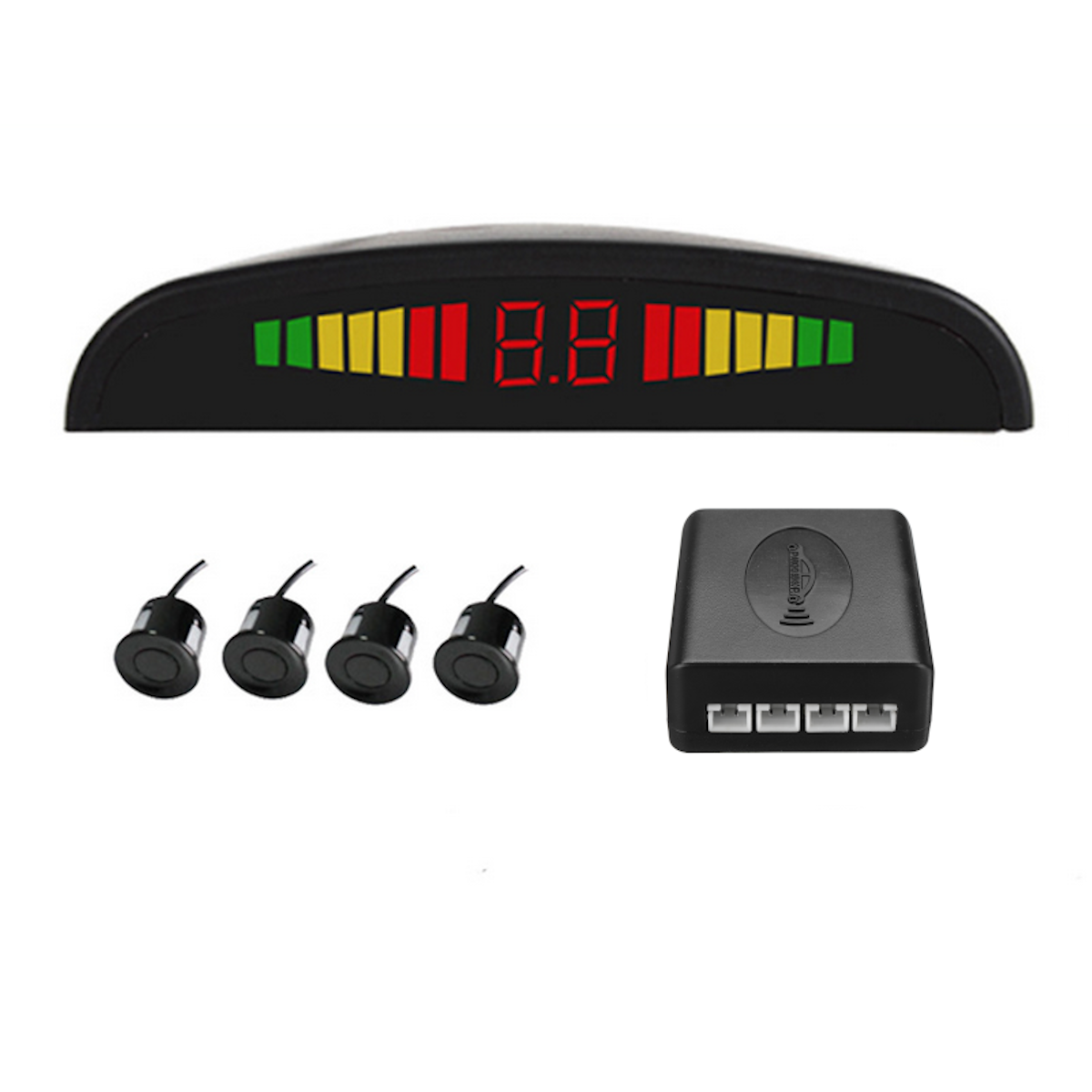PZ300-X Car LED Parking Sensor Kit Digital Buzzer 4 Sensors 22mm Reverse Radar Sound Alert Indicator System LCD Display