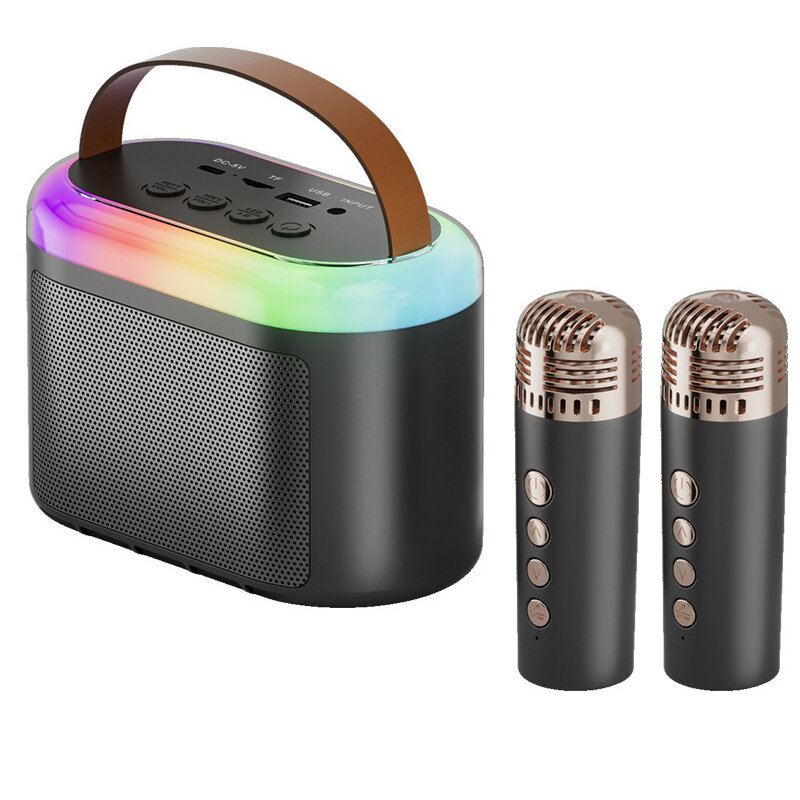 

Q6 bluetooth Speaker Portable Speaker with Microphone HiFi Bass RGB Light Support TF Card AUX U Disk Playback Outdoors P